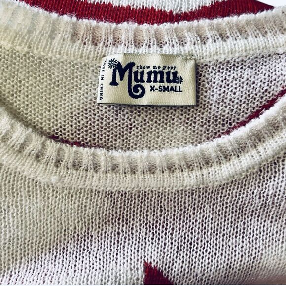 Show Me Your Mumu Bronson Star Tossed Red Star Oversized Pullover Sweater Sz XS - Picture 16 of 16